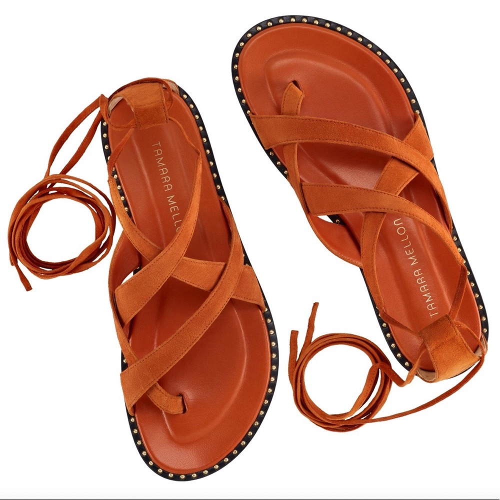 Tamara Mellon Brown Suede Gladiator Sandals